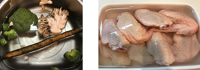 コアに浸けた野菜と肉